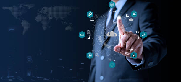 istock Businessman showing hologram, analyzing sales data and economic. 1338678152
