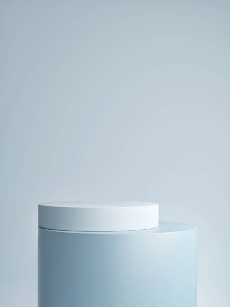 istock Mockup podium for creative product presentation, Abstract geometric blue background. 1338678299