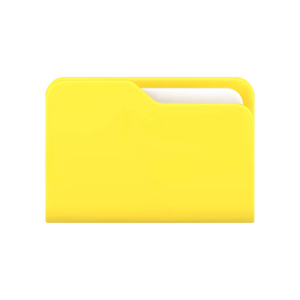 Yellow business folder 3d icon. Volumetric plastic file with documentation Yellow business folder 3d icon. Volumetric plastic file with documentation. Stored working data in special directory. Information online portfolio for presentation. Isolated realistic vector file stock illustrations