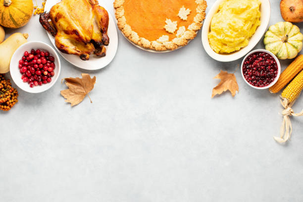 istock Thanksgiving greeting card background or festive dinner invitation template 1338684974