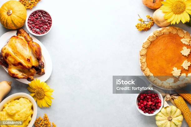 Thanksgiving Greeting Card Background Or Festive Dinner Invitation Template Stock Photo - Download Image Now