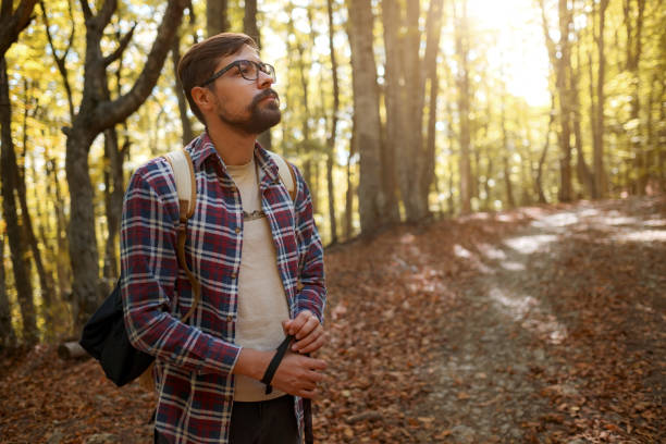 istock Caucasian male model outdoors in nature. 1338685399