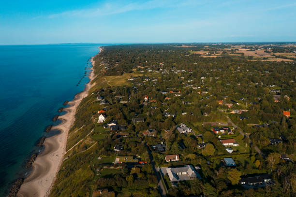 istock Coastal village seen from drone 1338686601