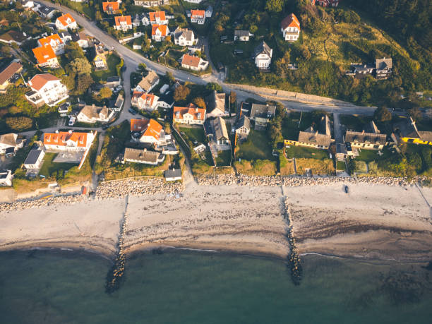 istock Coastal village seen from drone 1338687536