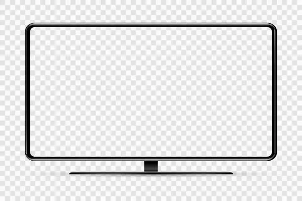 Vector illustration of Trendy realistic thin frame monitor mock up with blank white screen isolated. JPG. Vector illustration.