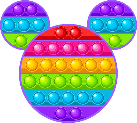Rainbow mickey anti-stress toy. Pop it, Simple Dimple