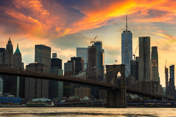istock Brooklyn Bridge and Manhattan at sunset 1338688707