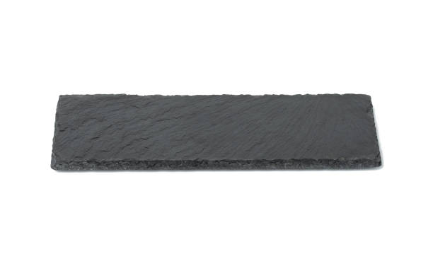 istock rectangular black slate stone board isolated on white background, utensils for serving food 1338690699