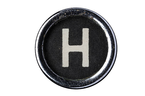 isolierte buchstabe h - letter h typewriter key typewriter old stock-fotos und bilder