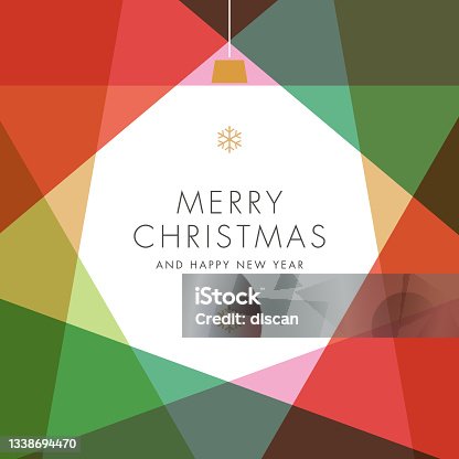 istock Happy Holidays Card With Christmas Tree Ball. 1338694470