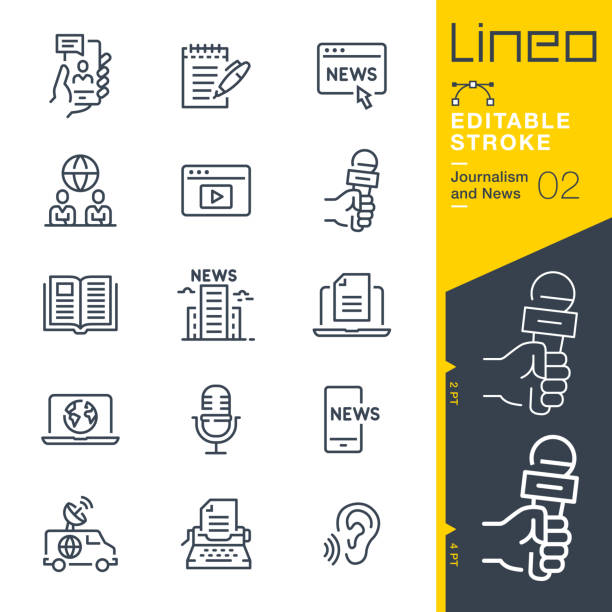 Lineo Editable Stroke - Journalism and News line icons vector art illustration