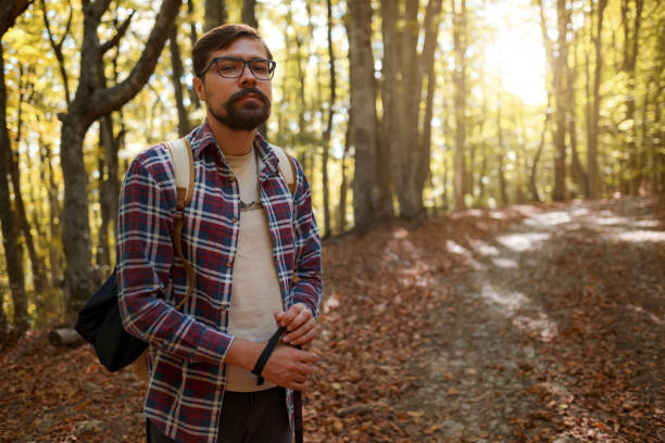 istock Caucasian male model outdoors in nature. 1338698403