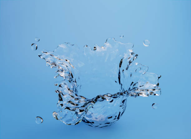istock 3d rendering Spheres Abstract background glossy water splash background 1338699240
