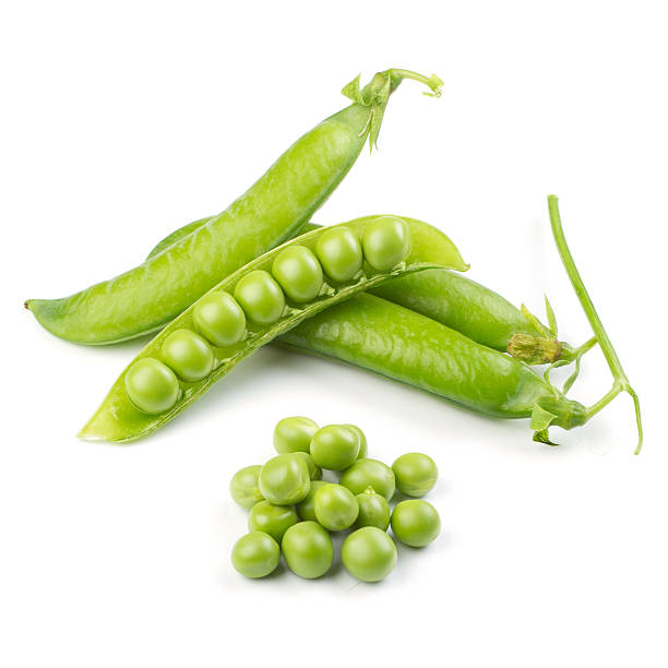istock Fresh green pea pod over white background 133870151