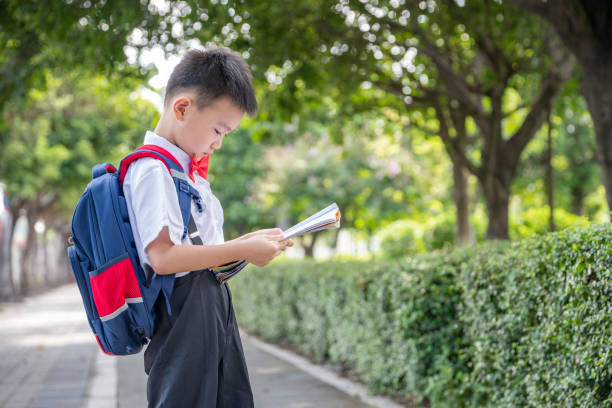 istock A pupil with a book in his hand 1338702085