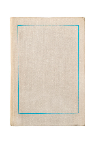 Blank beige canvas book cover isolated over white