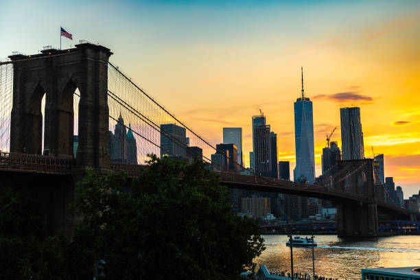 istock Brooklyn Bridge and Manhattan at sunset 1338705866