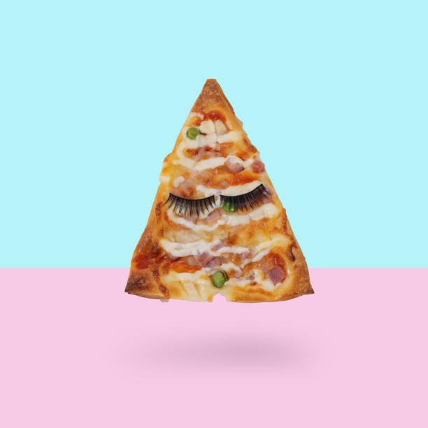 istock Italian original pizza sleeping isolated on pastel blue and pink background. 1338705996