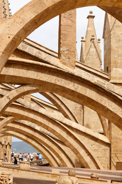 istock Palma de Mallorca cathedral rooftop. Arches and pinnacles. Balearic islands 1338707391