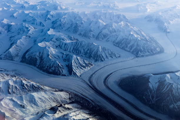 Aerial view of  Kaskawulsh Glacier in Kluane National Park and Reserve, Yukon Territory, Canada