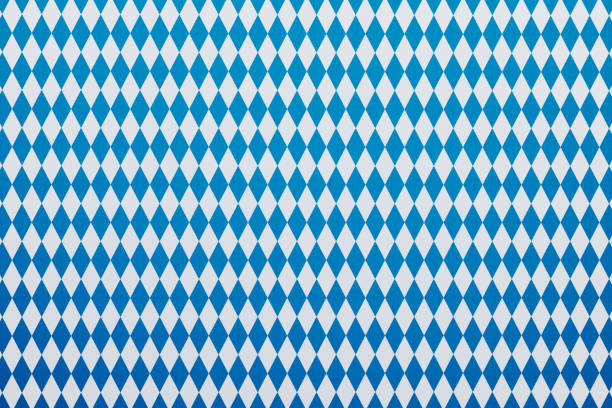 Blue and white checkered background. Horizontal composition with copy space. Octoberfest concept.