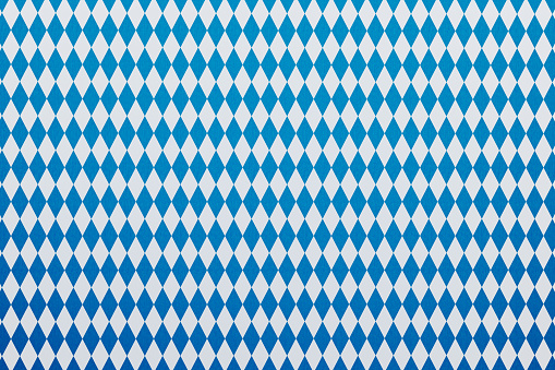 Blue and white checkered background. Horizontal composition with copy space. Octoberfest concept.