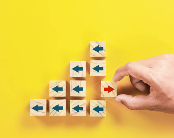 istock wooden block cube with selection and different unique concept 1338719024
