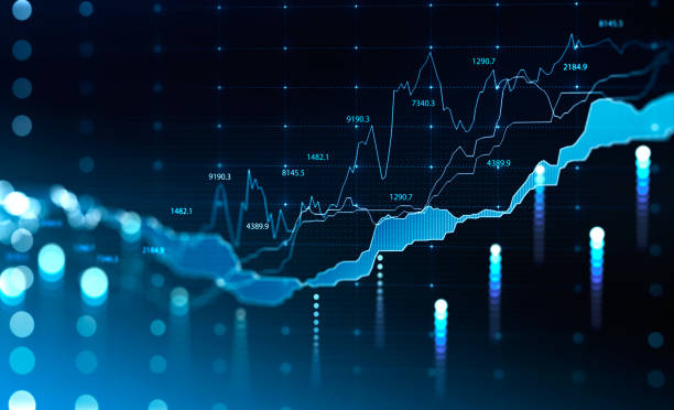 istock Financial chart and rising graph with lines and numbers 1338720620