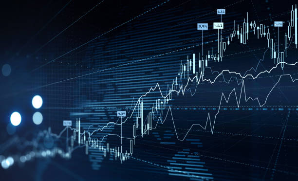 istock Forex financial rising graph and chart with numbers and candlesticks 1338720758