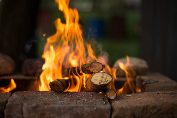 feu de joie le soir, calme et chaud - walpurgis photos et images de collection