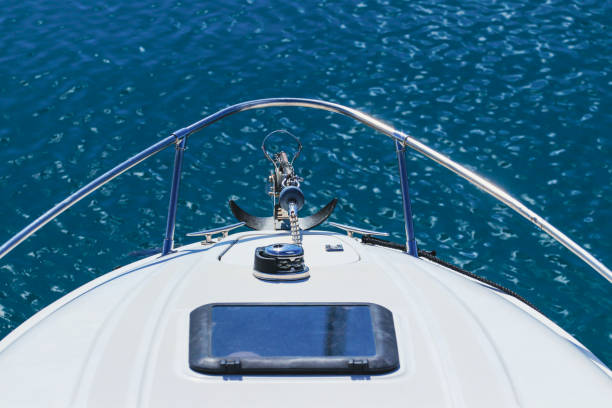 istock Bow of a yacht with an anchor 1338722294