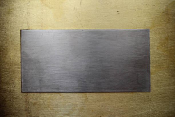 istock Blank steel plate with copyspace for text on bronze 1338723564
