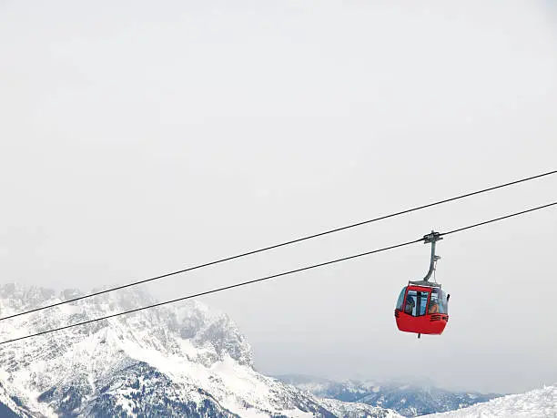 red ski lift, in the Wilder kaiser (Austria)