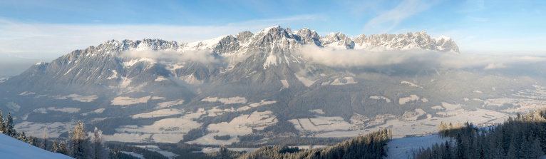 wilder Kaiser mountains, near Ellmau and Scheffau in Austria. Beautifull panorama.