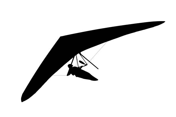 Real modern hang glider wing silhouette isolated on white Real modern hang glider wing silhouette isolated on white. Hang glider wing profile glider hang glider hanging sky stock pictures, royalty-free photos & images