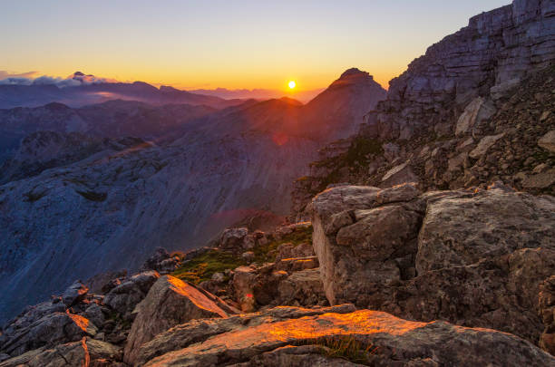 istock Scenic sunrise high in the mountains. 1338726670
