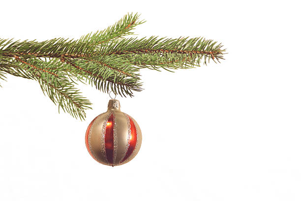 istock Red and silvery christmas ball 133873169