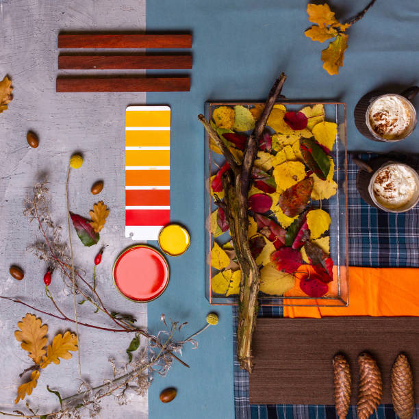 istock Autumn palette mood board for interior design and decor 1338733751