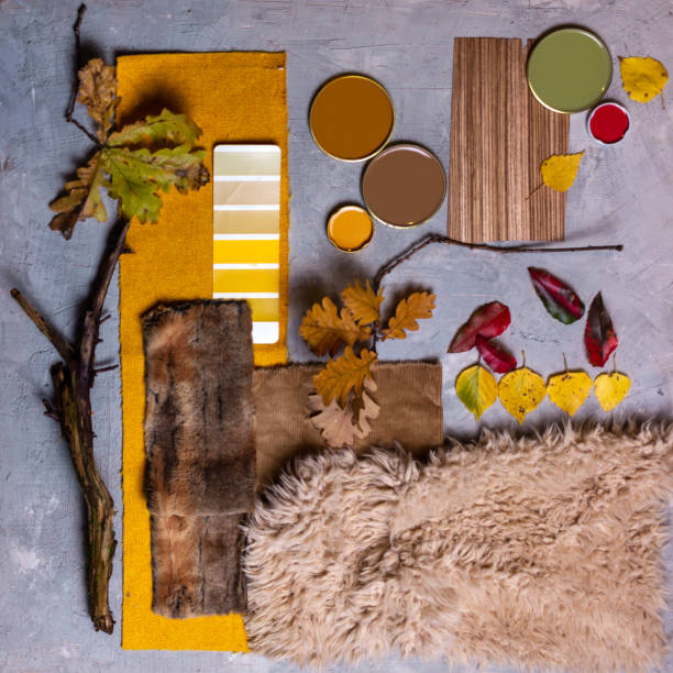 istock Autumn palette mood board for interior design and decor 1338733796