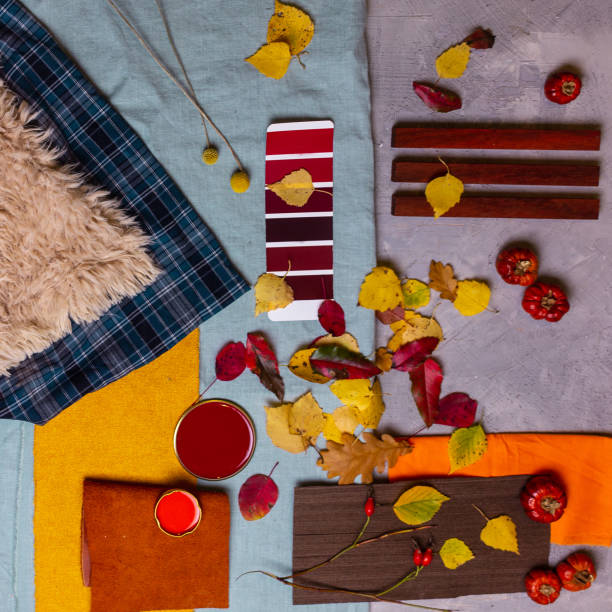 istock Autumn palette mood board for interior design and decor 1338733841