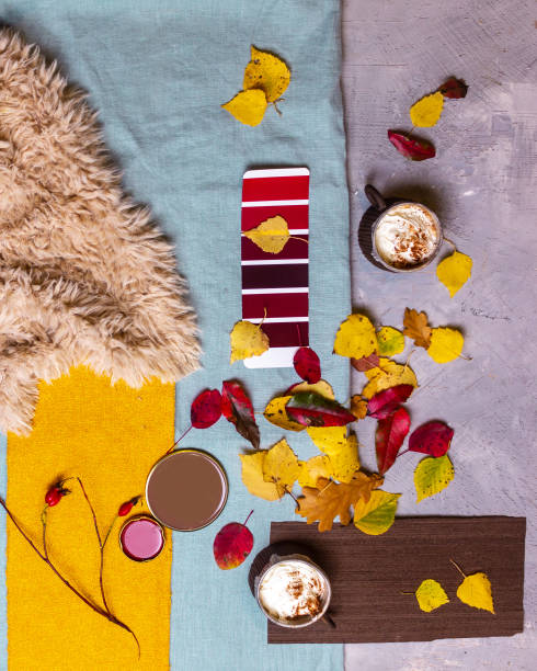 istock Autumn palette mood board for interior design and decor 1338733875