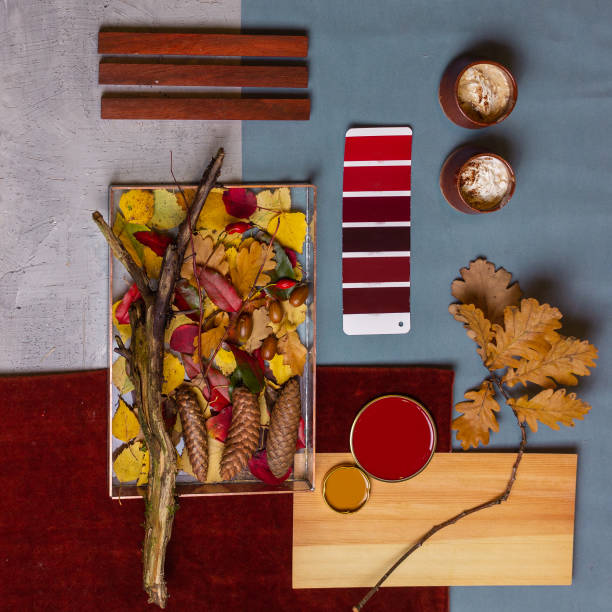 istock Autumn palette mood board for interior design and decor 1338733876