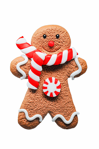 Ginger bread figure cut out on white background