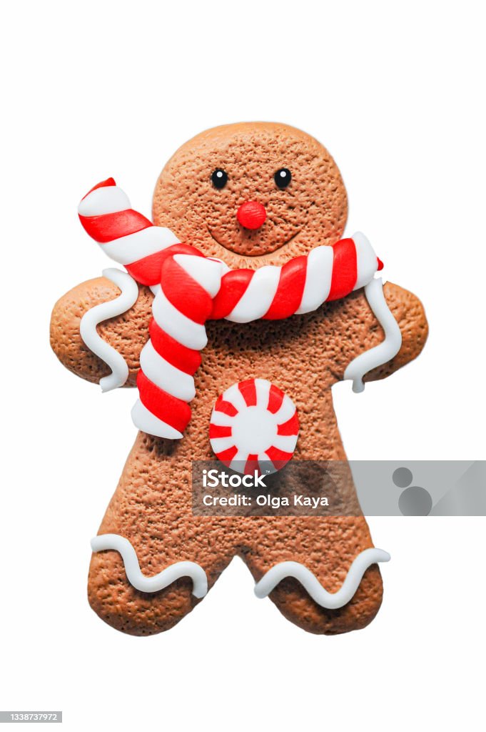 Gingerbread Ginger bread figure cut out on white background Christmas Stock Photo