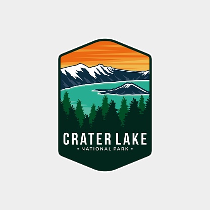 Crater Lake National Park emblem patch icon illustration