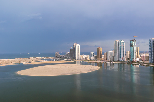 Al Khan Lagoon, Sharjah with the Corniche in the background