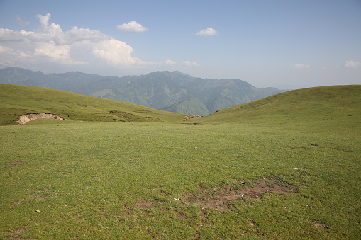 It is a mountain pasture. In summer, people from glacial areas come with their families to graze their animals.