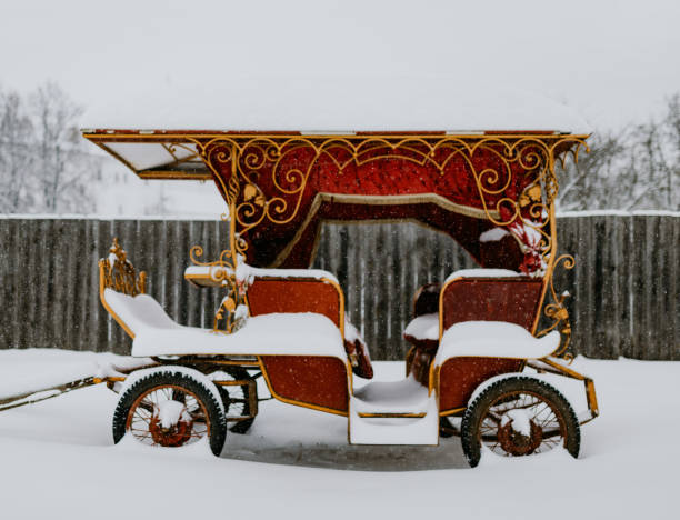 istock an old red wagon in the snow 1338747091
