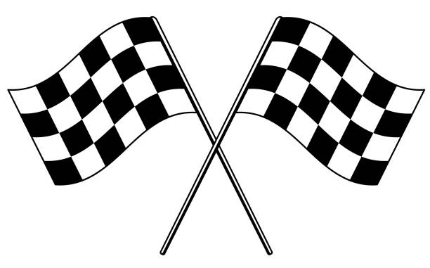 플래그 레이스 아이콘 벡터 일러스트레이션을 격리합니다.  스톡 일러스트레이션 - motorized sport motor racing track motorcycle racing auto racing stock illustrations