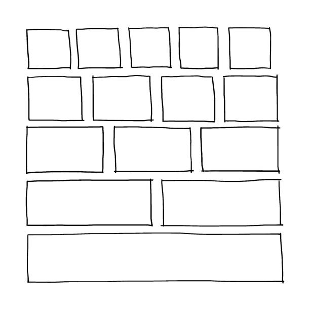 free hand drawn rectangles and squares in various sizes. doodle highlighting graphic elements. vector illustration drawn by a pen isolated on a white background. - 長方形 幅插畫檔、美工圖案、卡通及圖標